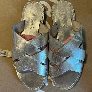 Madewell Silver Leather Sandals 7 boardwalk